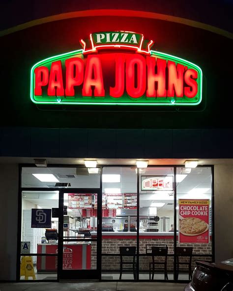 Near papa john - Hours. (910) 775-4596. Today's hours: 11:00AM -. 10:00PM. This dining location features pizza, chicken wings, hot desserts, and more! Papa John's Pizza is known for its motto "Better ingredients, better pizza." Papa John's specialty pizzas include the original large Cheese, Pepperoni, Meat Lovers, The Works, Philly Cheesesteak, Spicy Italian ...